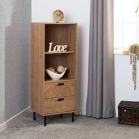 Leon 2 Drawer 2 Shelf Cabinet Medium Oak Effect Metal Legs