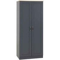 Seconique 2 Door Wardrobe, Engineered Wood, Grey/Oak Effect, W 800mm x D 535mm x H 1875mm