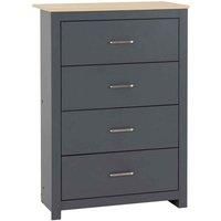 Seconique 4 Drawer Chest, Engineered Wood, Grey/Oak Effect, W 800mm x D 400mm x H 1140mm