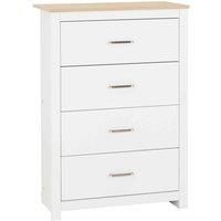 Portland 4 Drawer Chest in White with Oak Effect Finish