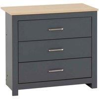 Portland 3 Drawer Chest in Grey with Oak Effect Finish