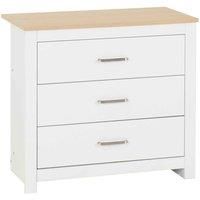 Seconique 3 Drawer Chest, Engineered Wood, White/Oak Effect, W 800mm x D 400mm x H 715mm