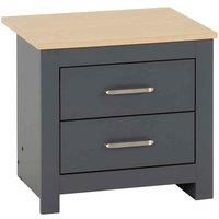 Seconique 2 Drawer Bedside, Engineered Wood, Grey/Oak Effect, W 500mm x D 400mm x H 455mm