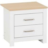 Seconique 2 Drawer Bedside, Engineered Wood, White/Oak Effect, W 500mm x D 400mm x H 455mm