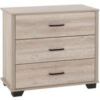 Seconique 3 Drawer Chest, Engineered Wood, Light Oak Effect, W 800mm x D 400mm x H 720mm