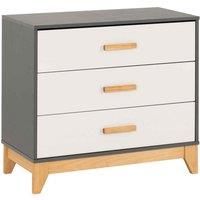 Seconique 3 Drawer Chest, Engineered Wood, White/Grey Metal Effect, W 800mm x D 400mm x H 730mm