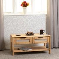 Seconique Coffee Table, Engineered Wood, Distressed Wax Pine/Rattan Effect, W 900mm x D 500mm x H 440mm