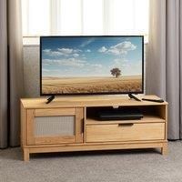 MEXICAN PINE CORONA RATTAN 1 DOOR 1 DRAWER TV UNIT STAND CABINET