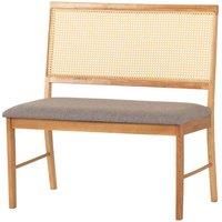 Seconique Dining Bench, Engineered Wood, Oak Effect/Grey Fabric, W 890mm x D 520mm x H 925mm