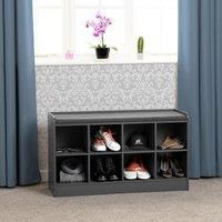 Seconique Shoe Bench, Engineered Wood, Grey/Steel Fabric, W 970mm x D 345mm x H 560mm