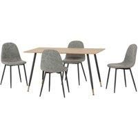Seconique Hamilton & Athens Medium Dining Set x4 Chairs - Medium Oak Effect Grey PU