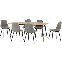 Seconique Hamilton Large Dining Set with Athens Chairs in Medium Oak Effect/Black/Grey Faux Leather
