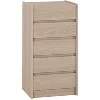 Seconique Paris 5 Drawer Chest in Smoked Ash Effect