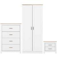 Seconique Trio Bedroom Set, Engineered Wood, White/Oak Effect, W 800mm x D 535mm x H 1875mm