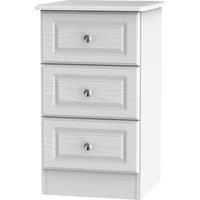 Montego 3Drawer Bedside Table  White
