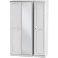 Montego 3-Door Mirrored Wardrobe - White