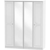 Montego 4-Door Mirrored Wardrobe - White