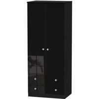 Tedesca 2-Door Wardrobe with Drawers - Black