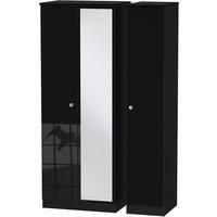 Tedesca Tall 3-Door Mirrored Wardrobe - Black