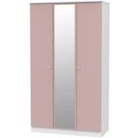 Tedesca Tall 3-Door Mirrored Wardrobe - Pink