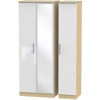 Kirkhill Tall 3Door Mirrored Wardrobe  White Oak