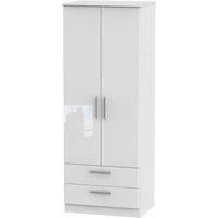 Fourisse Tall 2-Door Wardrobe with Drawers -White