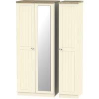 Wilcox 3Door Mirrored Wardrobe  Cream Ash