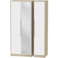 Barquero Tall 3Door Mirrored Wardrobe Pine/White Gloss