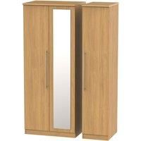 Edina Tall 3-Door Mirrored Wardrobe - Modern Oak