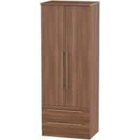 Edina Tall 2-Door Wardrobe with Drawers - Walnut