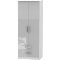 Goodland Ready Assembled Tall 2Door Wardrobe with Drawers  Grey