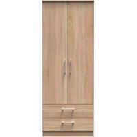 Devon Contemporary Pre-Assembled Light Oak 2 Door 2 Drawer Double Wardrobe (H)1825mm (W)740mm (D)535mm