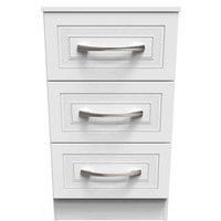 Milton 3 Drawer Bedside Table - White