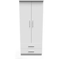 Ready Assembled Fourrisse 2Ft6In 2 Drawer Wardrobe - White Matt