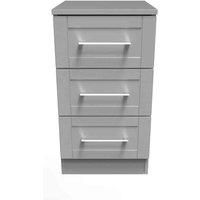 Welcome Furniture Ready Assembled York 3 Drawer Bedside Cabinet In Grey Ash