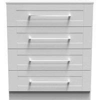 Welcome Furniture Ready Assembled York 4 Drawer Chest In Grey Ash