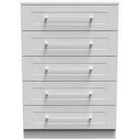 Welcome Furniture Ready Assembled York 5 Drawer Chest In Grey Ash