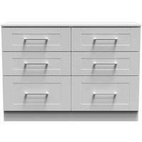 Welcome Furniture Ready Assembled York 6 Drawer Wide Chest In Grey Ash