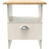 Ready Assembled Tilly Lamp Table With Drawer Cream Ash/Oak