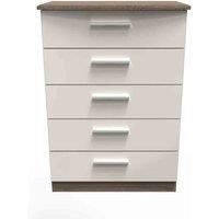 Ready Assembled Fourrisse 5 Drawer Chest - Kashmir Gloss and Darkolino