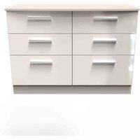 Ready Assembled Fourrisse 6 Drawer Midi Chest - Kashmir Gloss