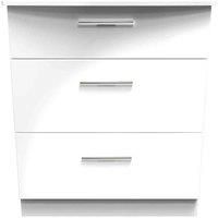 Ready Assembled Fourrisse 3 Drawer Deep Chest - White Gloss