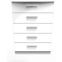 Ready Assembled Fourrisse 5 Drawer Chest - White Gloss