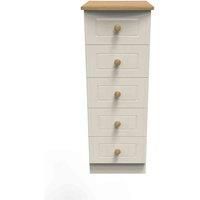 Warwick Matt Cream Oak Effect 5 Drawer Tall Chest (H)1075mm (W)395mm (D)415mm