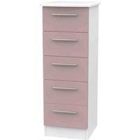 Azzurro Matt Pink & White 5 Drawer Tall Chest (H)1075mm (W)395mm (D)415mm