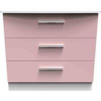 Welcome Furniture Ready Assembled Knightsbridge 3 Drawer Chest In Kobe Pink & White