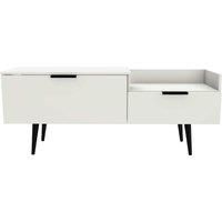 Hirato Ready Assembled TV Unit White With Black Wood Legs