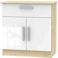 Welcome Furniture Ready Assembled Contrast 1 Drawer 2 Door Sideboard In White Gloss & Bardolino Oak
