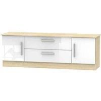 Welcome Furniture Ready Assembled Contrast 2 Door 2 Drawer Superwide Tv Unit In White Gloss & Bardolino Oak