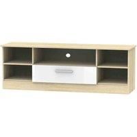 Welcome Furniture Ready Assembled Contrast Wide 1 Drawer Tv & Media Unit In White Gloss & Bardolino Oak